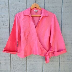 VTG Allison Taylor 100% Silk Wrap Blouse size 8 Pink